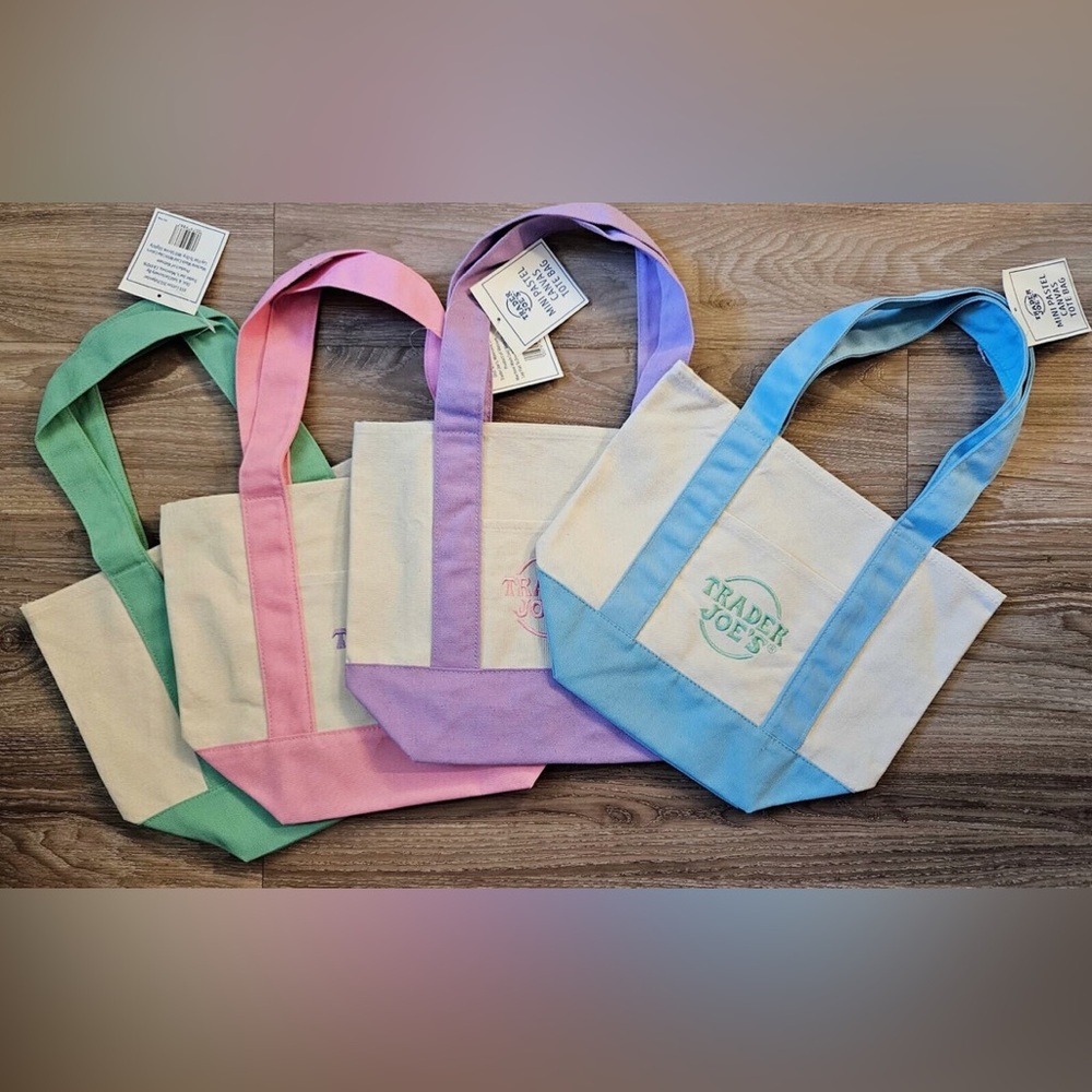 Trader Joe’s Mini Canvas Tote Bag pastel GREEN Limited Edition